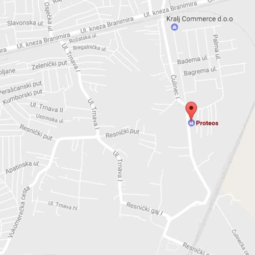 Karta lokacije Proteos prodavaonice u Zagrebu